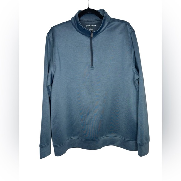 Hickey Freeman Performance Blue Striped Comfort Stretch Quarter Zip Pullover L - Picture 1 of 11